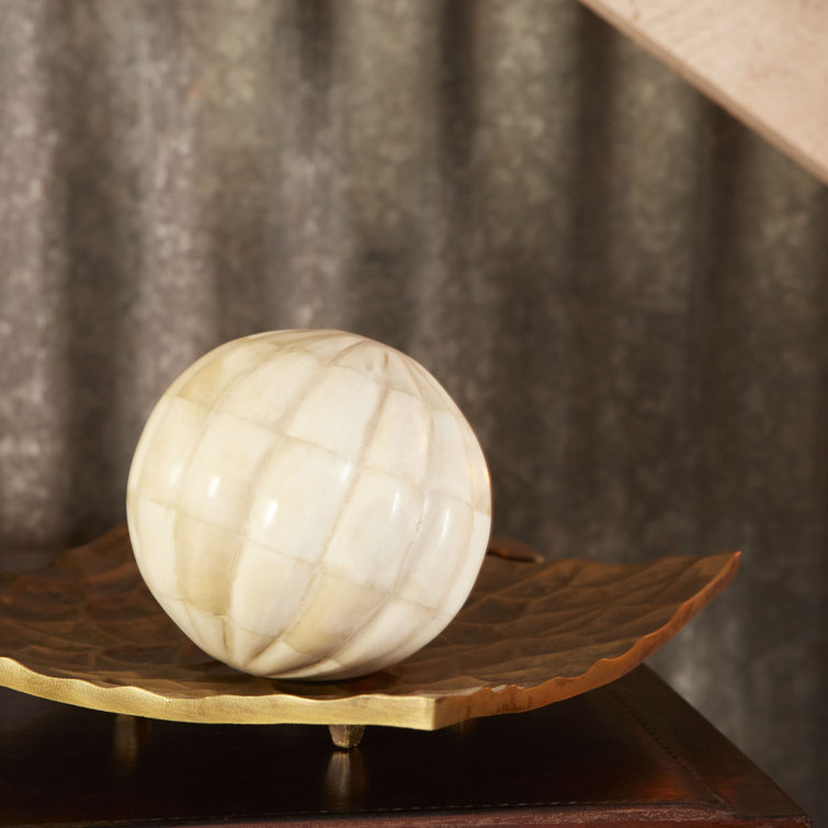 Ivory Mosaic Bone and Plastic Decorative Orb