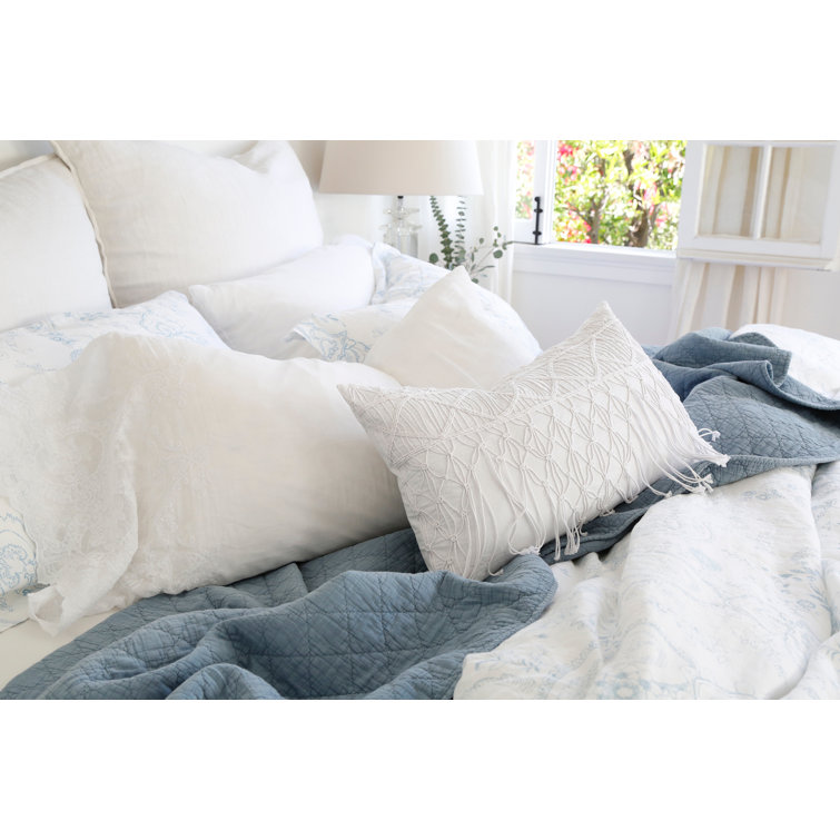 Huntington Dusty Blue Diamond Quilted Queen Cotton Coverlet
