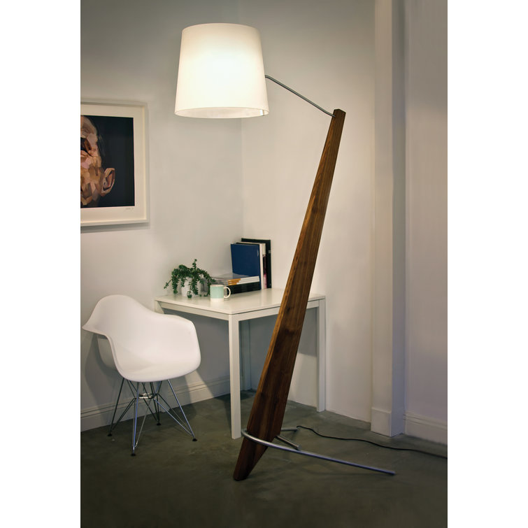 Silva Dark Stained Walnut Floor Lamp with Linen Shade