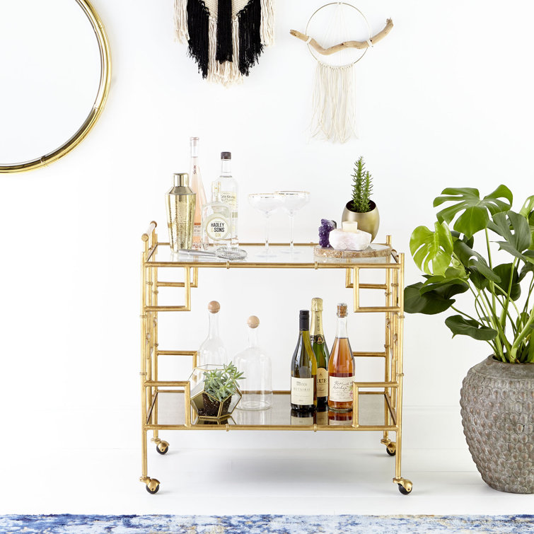 Elegant Gold and Wood 27'' Round Mirror with Easy-Hang Feature