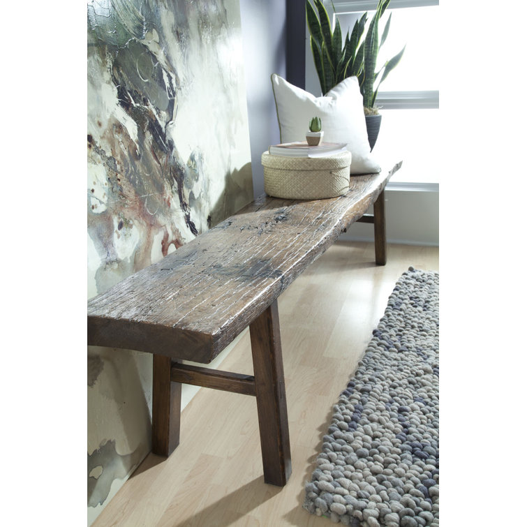 Antique Brown Reclaimed Wood Long Dining Bench