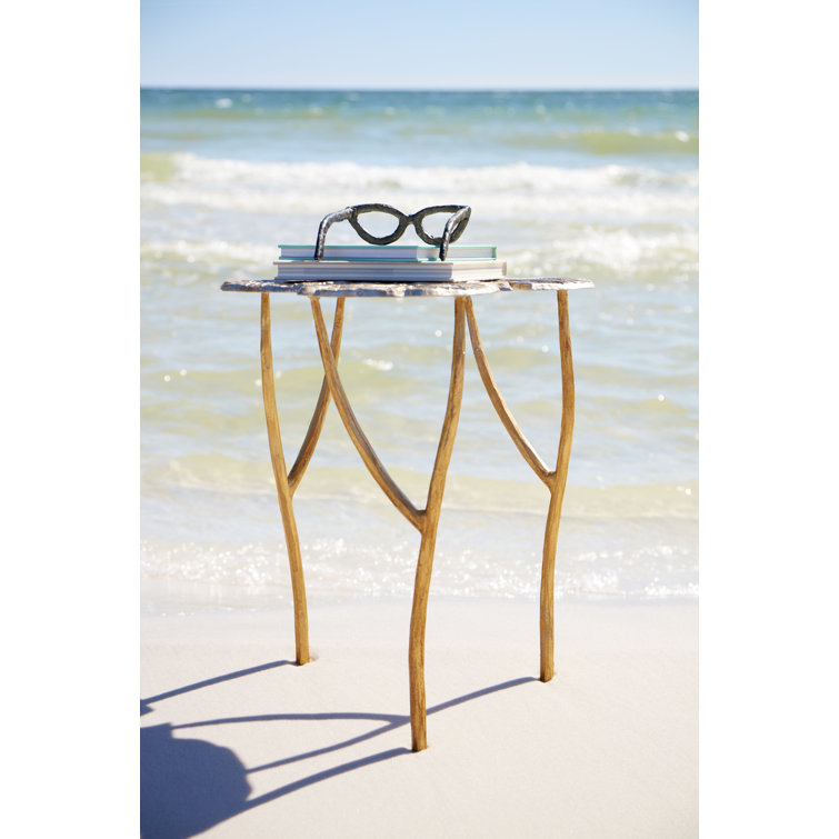 Contemporary Ulla Rectangular End Table in Gold Metal