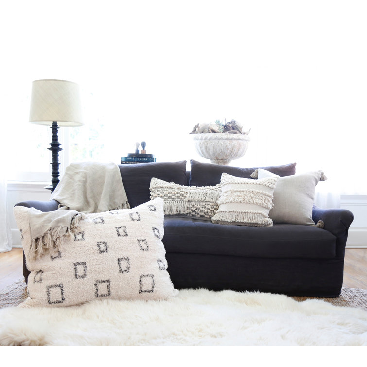 Gray Geometric Rectangular Lumbar Throw Pillow