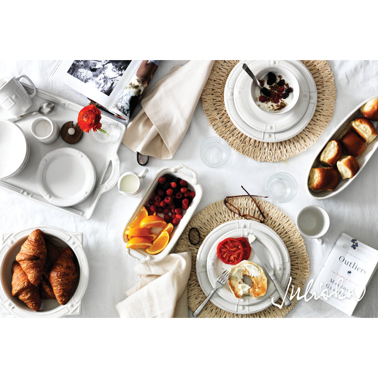 Whitewash Ceramic 5-Piece Dinnerware Set with French Panel Design
