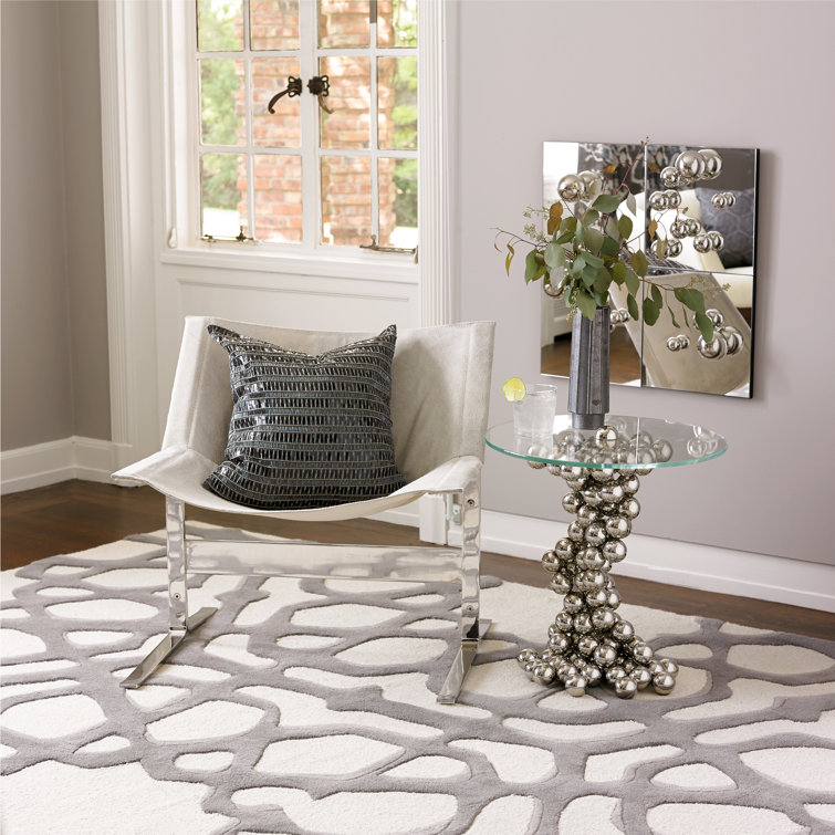 Sphere Nickel Finish Metal & Glass Round Table