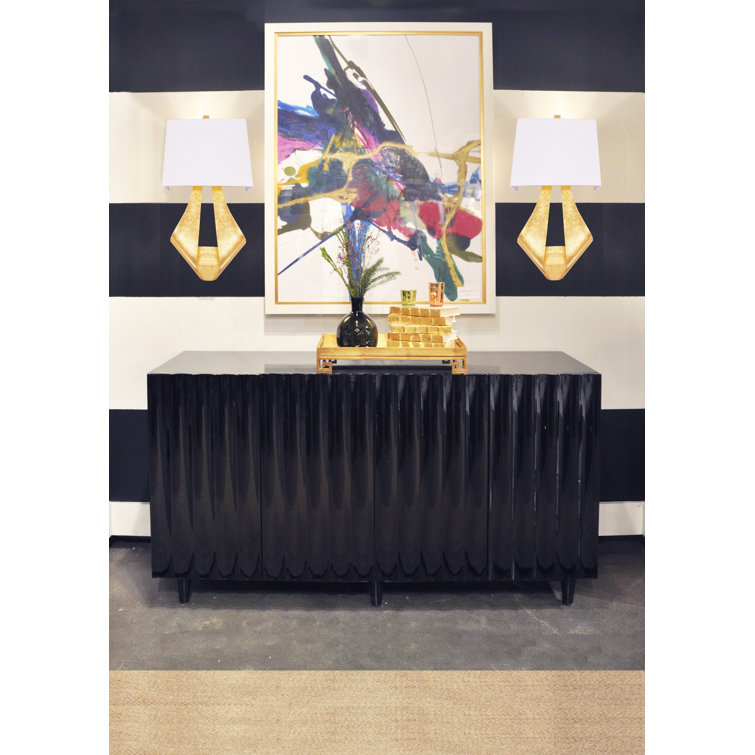 Odette 60'' Black Lacquer Scalloped Sideboard