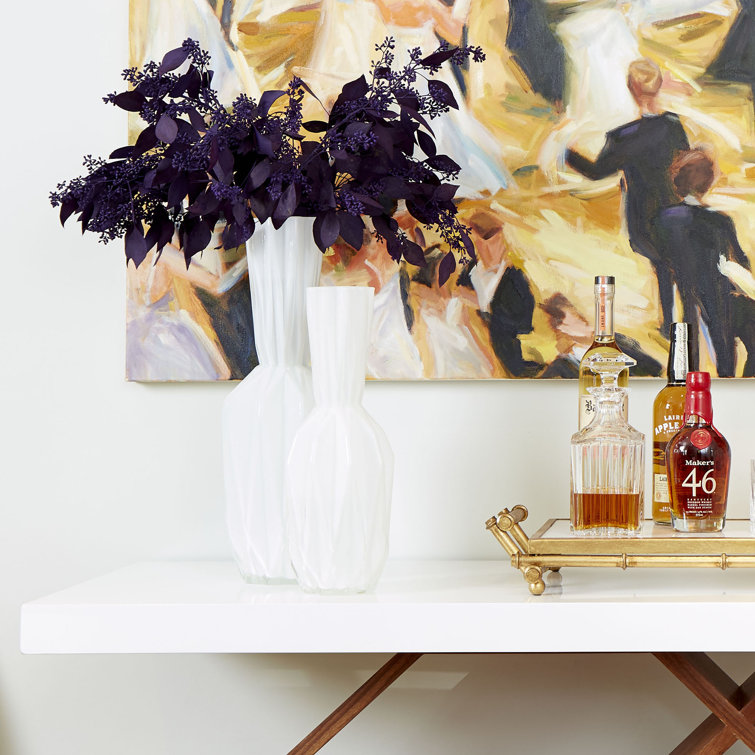 Gold Iron Bamboo-Style Serving Tray with Marble Surface