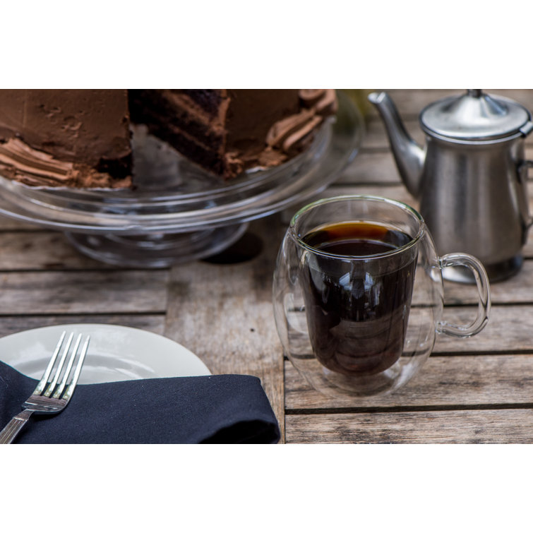 Luigi Bormioli Double-Walled Clear Glass Coffee Mug Set