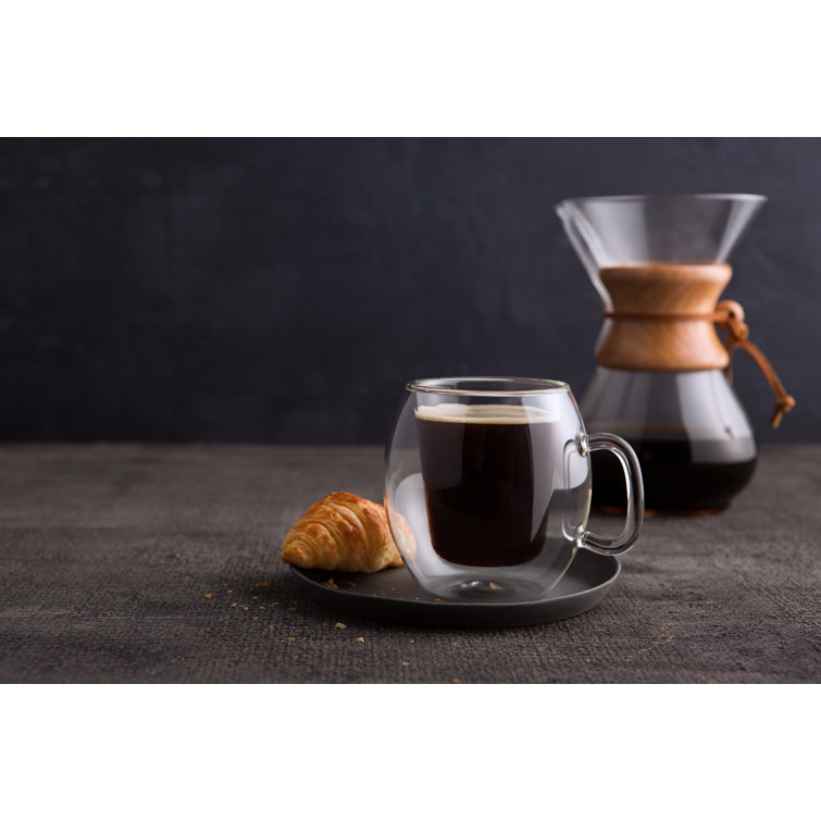 Luigi Bormioli Double-Walled Clear Glass Coffee Mug Set