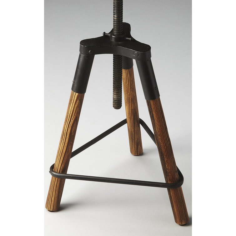 Metalworks Finish Revolving Adjustable Wood & Metal Bar Stool