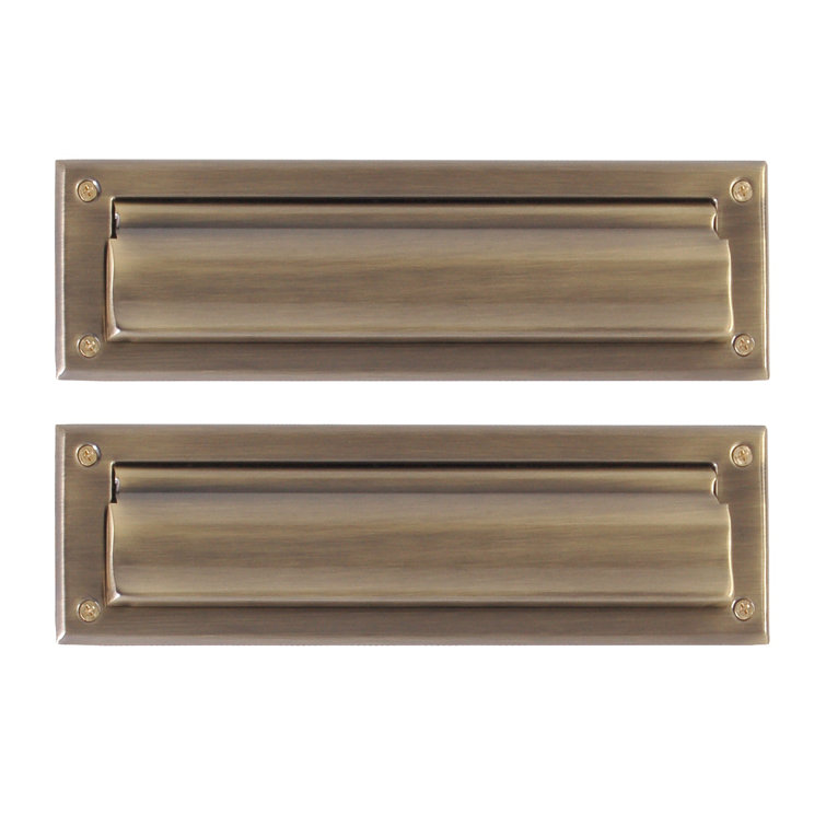 Antique Brass Horizontal Mail Slot with Dual Flaps