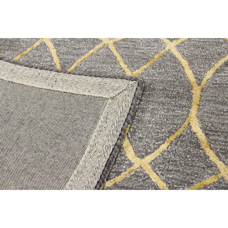 Handmade Gray Wool Viscose Geometric Tufted Rug 5'6" x 8'6"