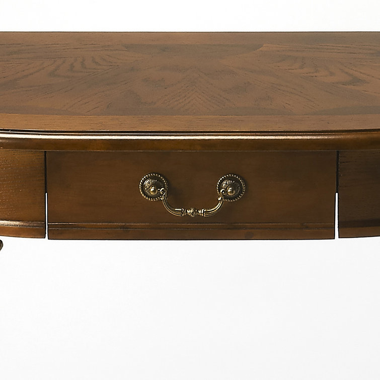 Plantation Cherry Demilune Console Table with Sunburst Top