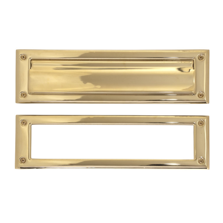 Medium Polished Brass Horizontal Mail Slot with Mounting Kit