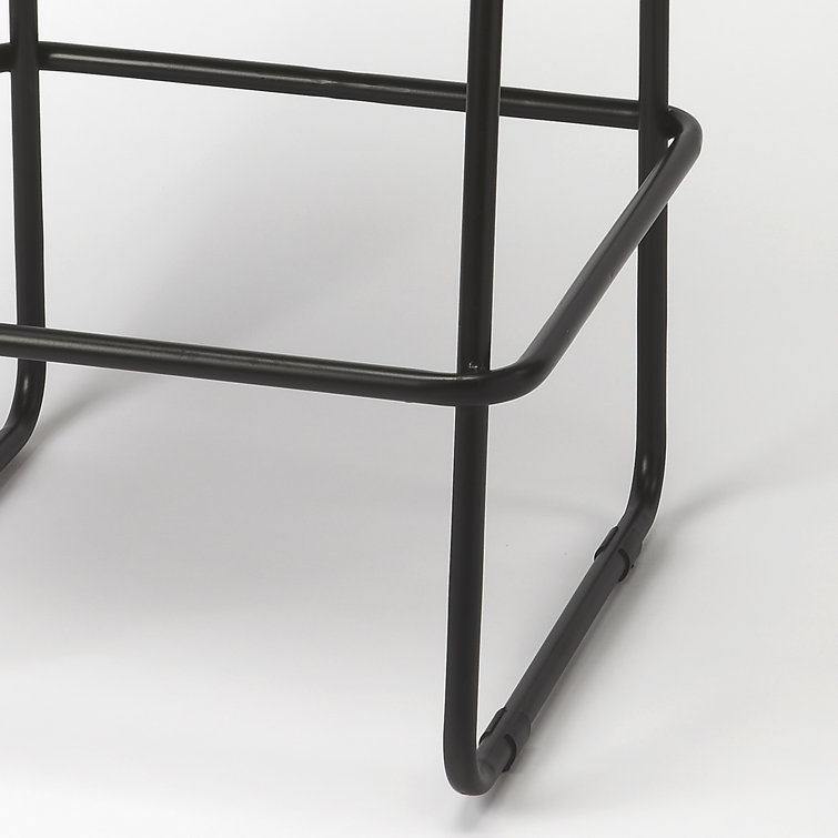 Atley 28'' Brown Genuine Leather and Iron Bar Stool