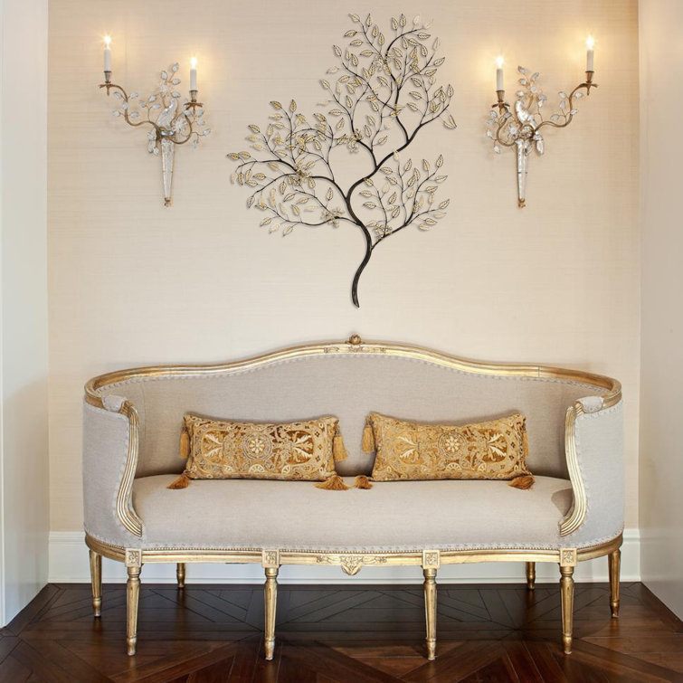 Golden Filigree Metal Wall Art with Branch Design