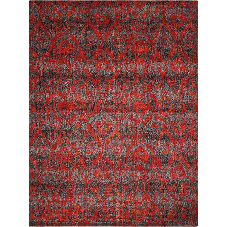 Moroccan Red and Gray Wool Rectangular Area Rug