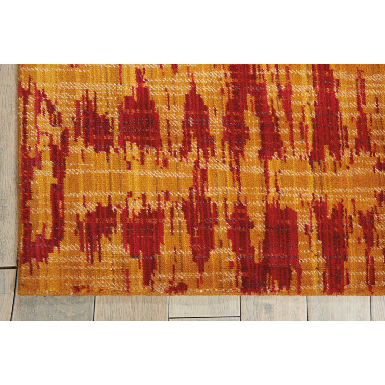 Abstract Paprika Red 5' x 7' Wool-Synthetic Blend Area Rug
