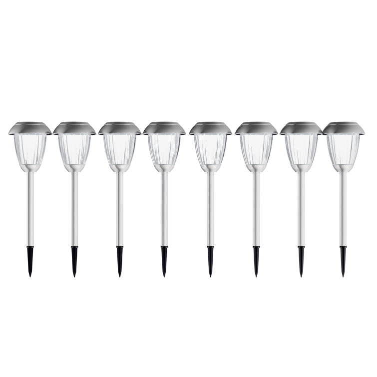 Gunmetal Solar Powered LED Pathway Lights Set of 8