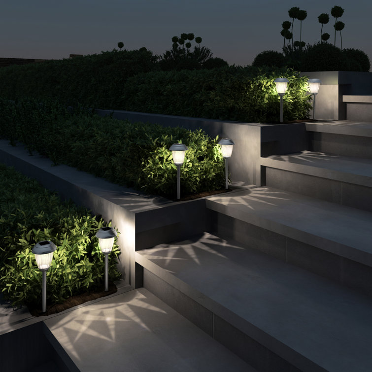 Gunmetal Solar Powered LED Pathway Lights Set of 8