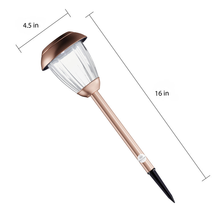 8 Solar Outdoor Lights - 16-Inch-Tall Stainless-Steel Stake Lights for Gardens, Walkways, Driveways, Landscapes, and Patios by Pure Garden (Set of 8)