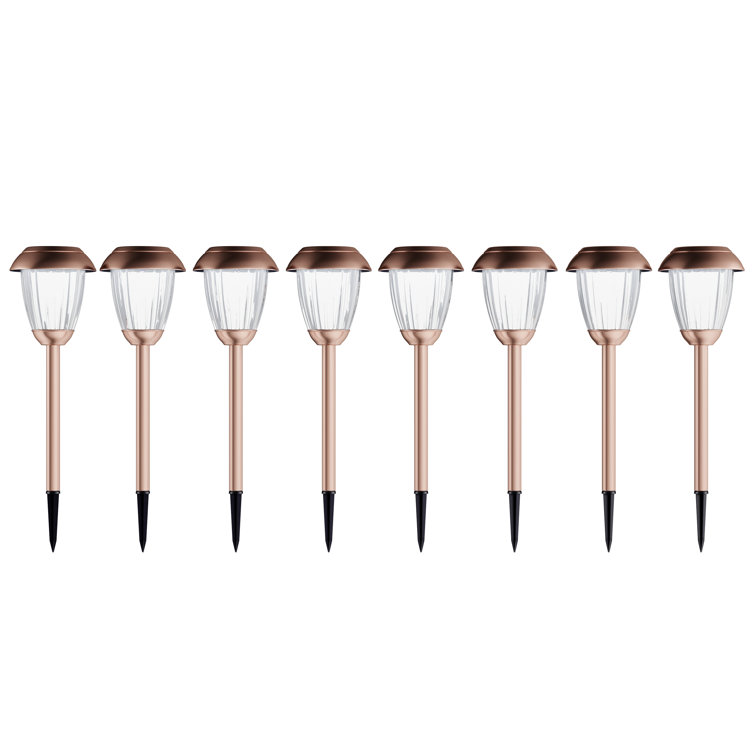8 Solar Outdoor Lights - 16-Inch-Tall Stainless-Steel Stake Lights for Gardens, Walkways, Driveways, Landscapes, and Patios by Pure Garden (Set of 8)