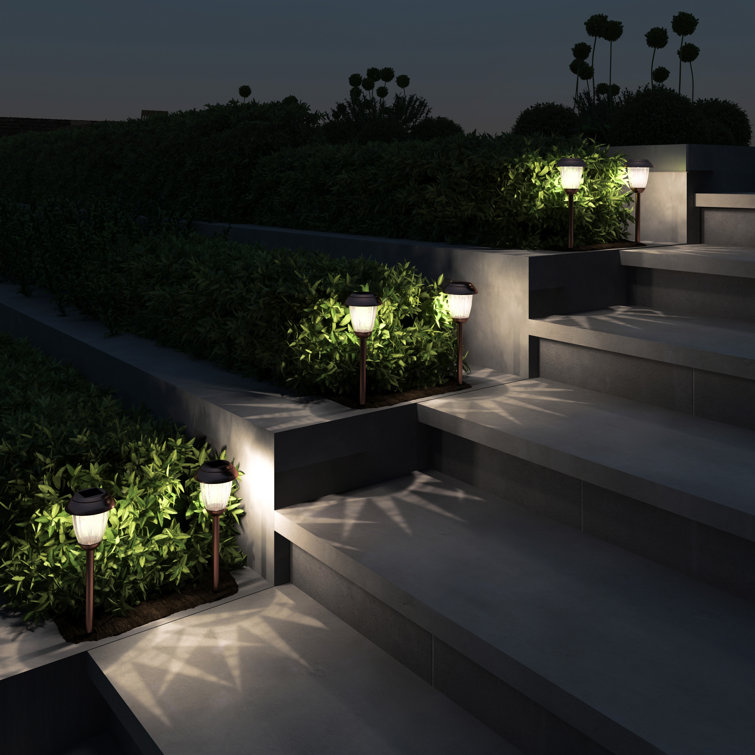 8 Solar Outdoor Lights - 16-Inch-Tall Stainless-Steel Stake Lights for Gardens, Walkways, Driveways, Landscapes, and Patios by Pure Garden (Set of 8)