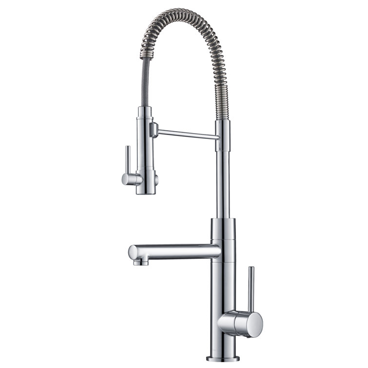 Stainless Steel and Matte Black Pull-Down Kitchen Faucet
