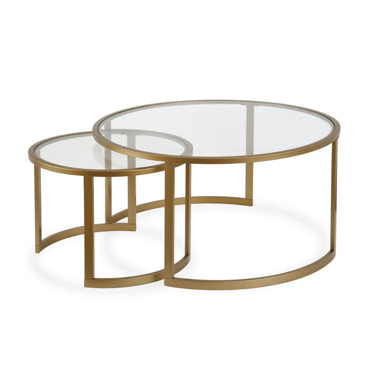 Elysian Brass & Glass 36" Round Nested Coffee Table Set