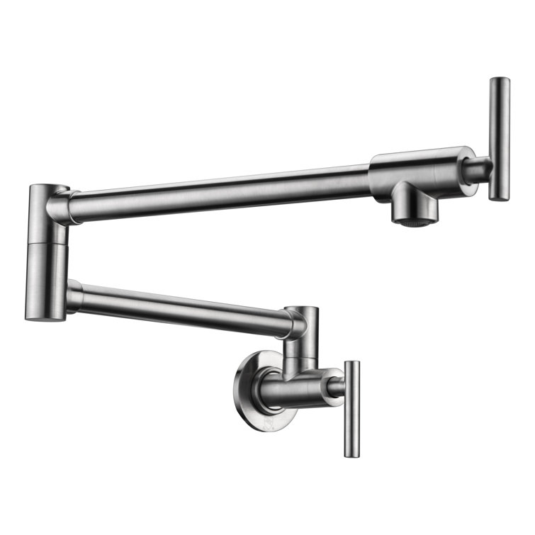 Brushed Nickel Wall Mounted Dual Joint Pot Filler