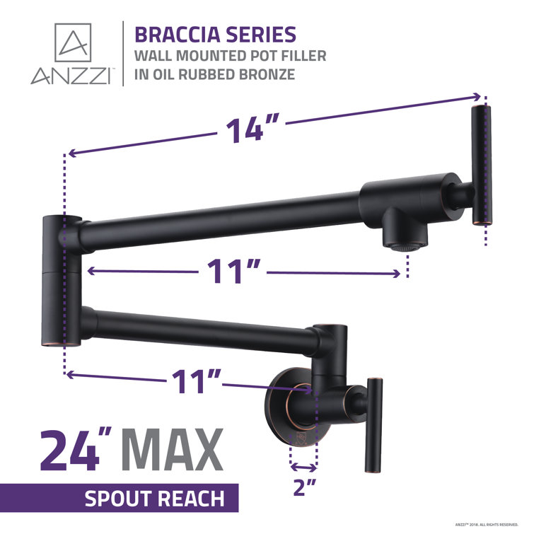 Oil Rubbed Bronze 24'' Wall Mounted Pot Filler