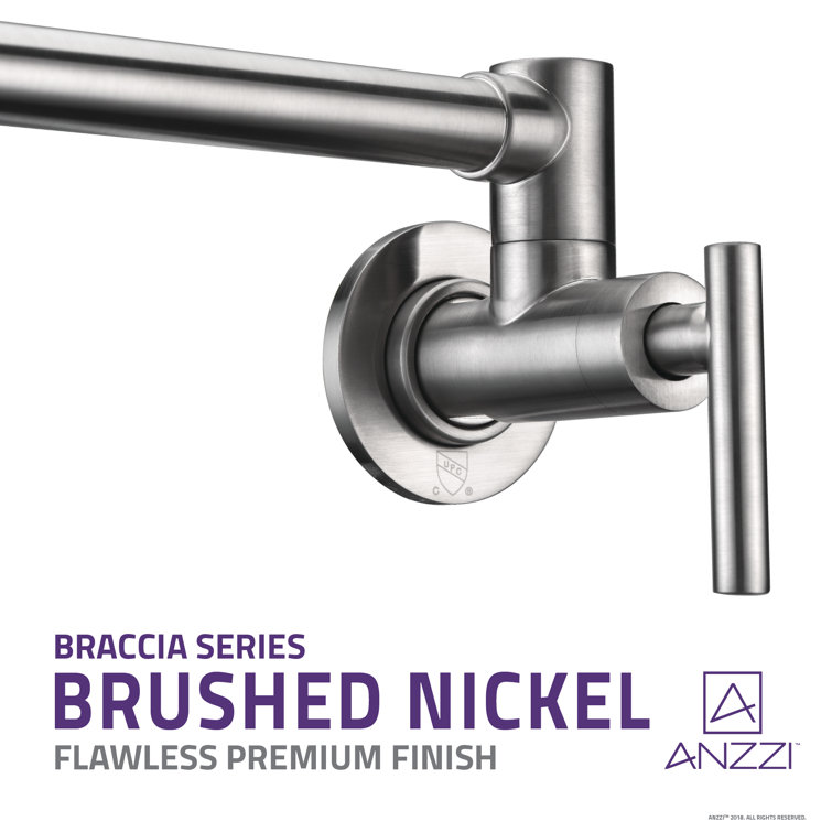 Brushed Nickel Wall Mounted Dual Joint Pot Filler