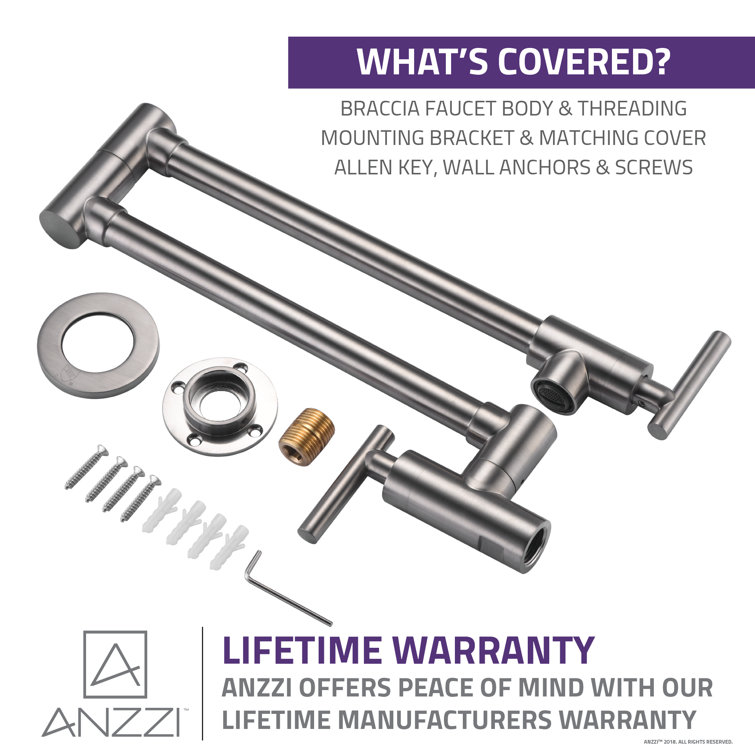 Brushed Nickel Wall Mounted Dual Joint Pot Filler