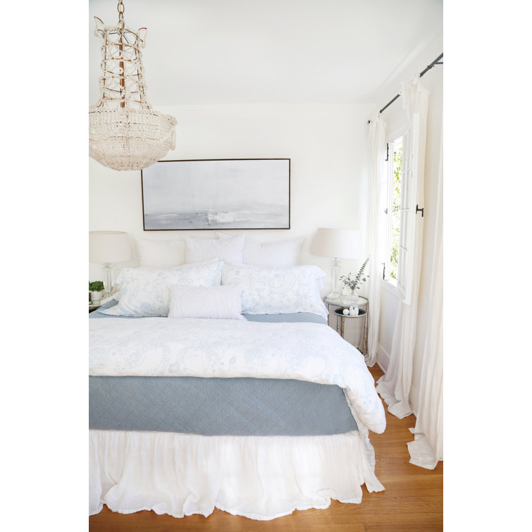 Huntington Dusty Blue Diamond Quilted Queen Cotton Coverlet