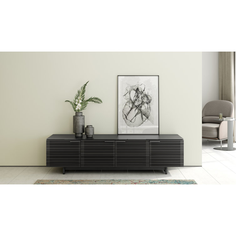 Charcoal Stained Ash 79'' Media Console with Cabinet