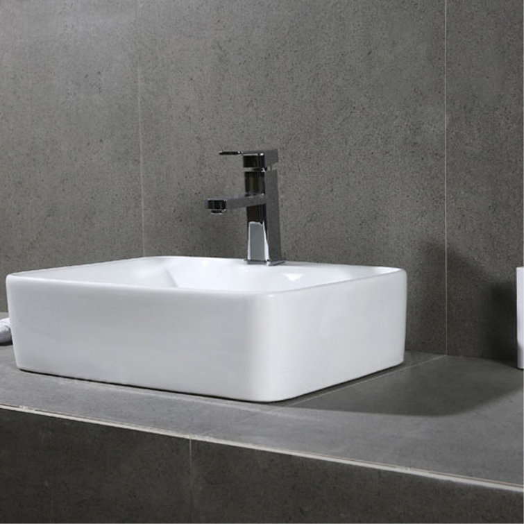 Fen White Ceramic Above-Counter Bathroom Vessel Sink