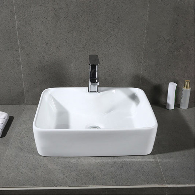 Fen White Ceramic Above-Counter Bathroom Vessel Sink
