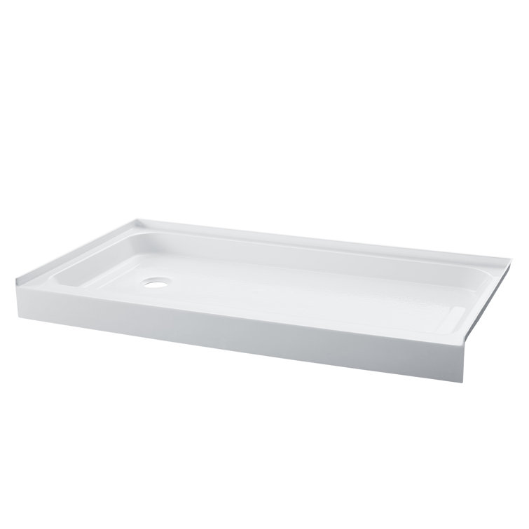Voltaire 60" x 36" White Acrylic Single-Threshold Shower Base