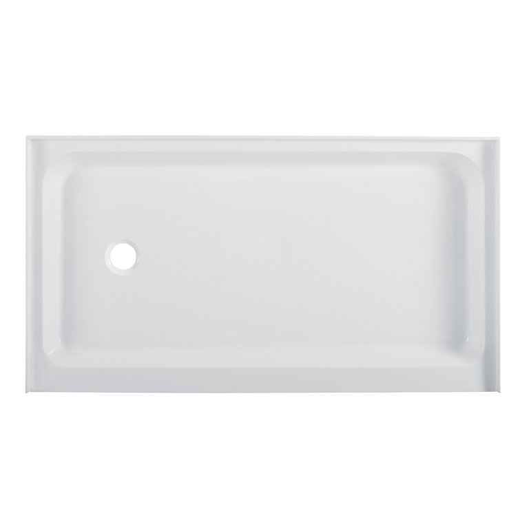 Voltaire 60" x 36" White Acrylic Single-Threshold Shower Base