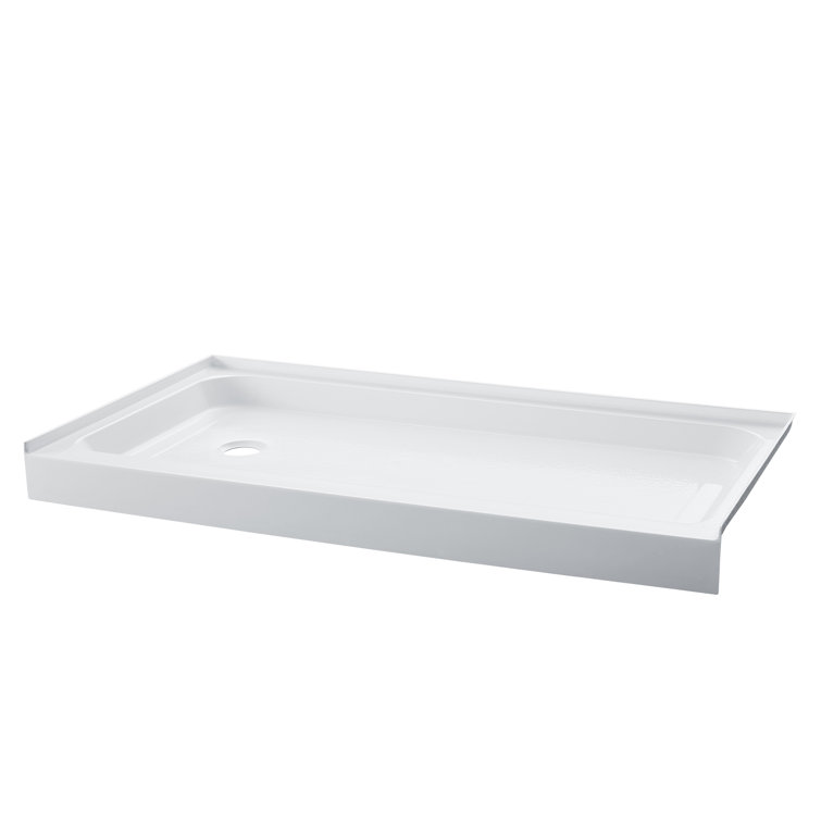 Voltaire 60" x 32" White Acrylic Shower Base with Left-Hand Drain