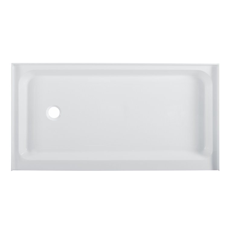 Voltaire 60" x 32" White Acrylic Shower Base with Left-Hand Drain
