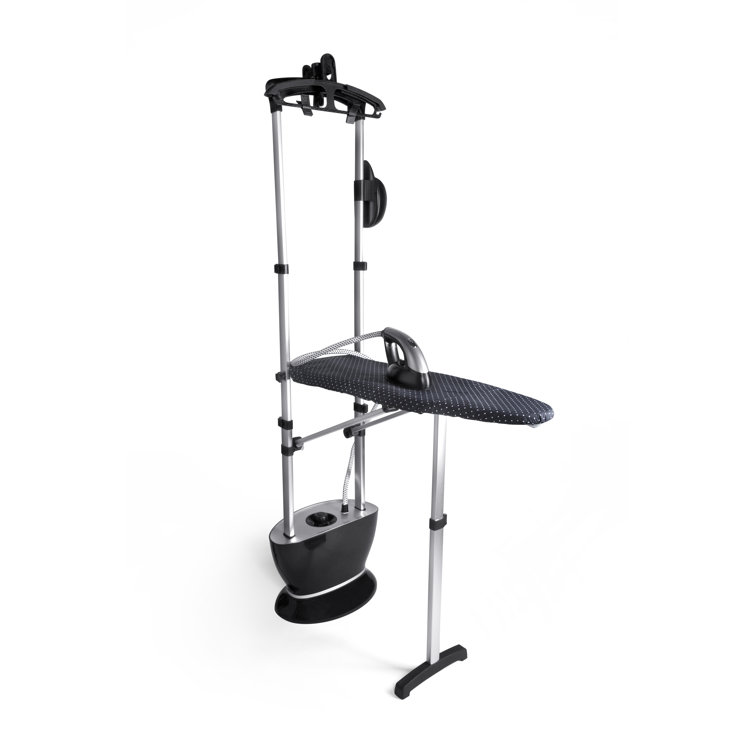 Black and Silver All-in-One Garment Steamer with Ironing Board