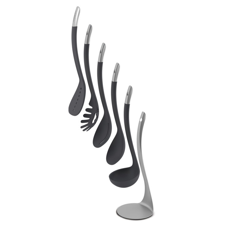 Compact Black and Stainless Steel 5-Piece Nesting Utensil Set