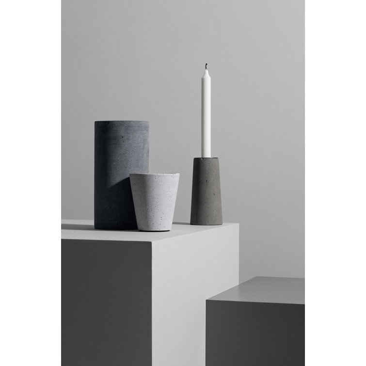 Modern Polystone Round Table Vase in Dark Gray - 9.45" H