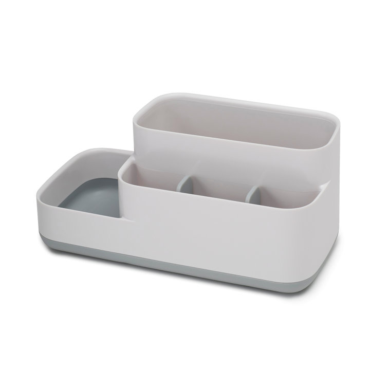 Gray and White Multi-Compartment Bathroom Storage Caddy
