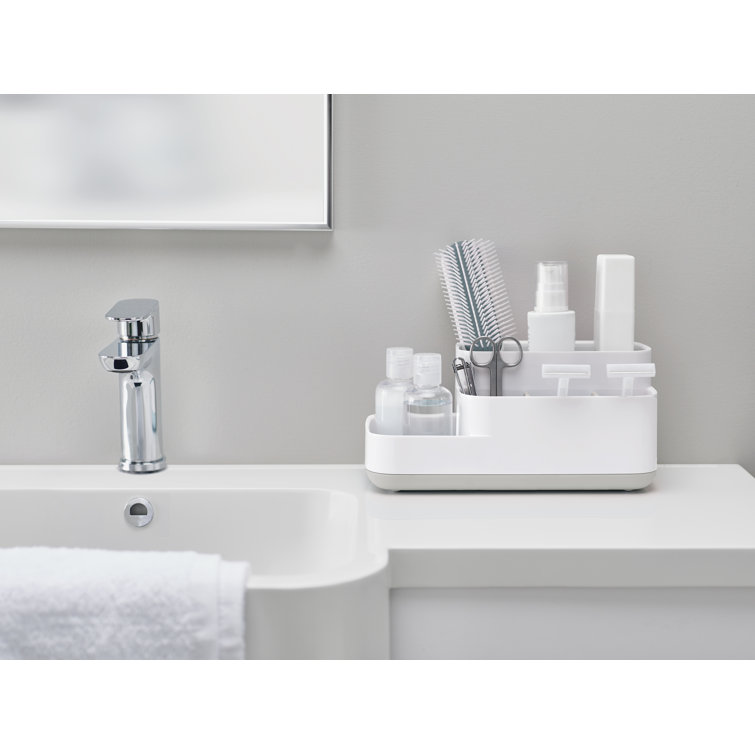 Gray and White Multi-Compartment Bathroom Storage Caddy