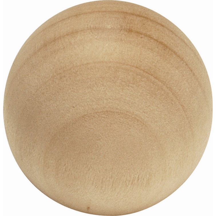Natural Beige Round Wood Knob with Mounting Hardware