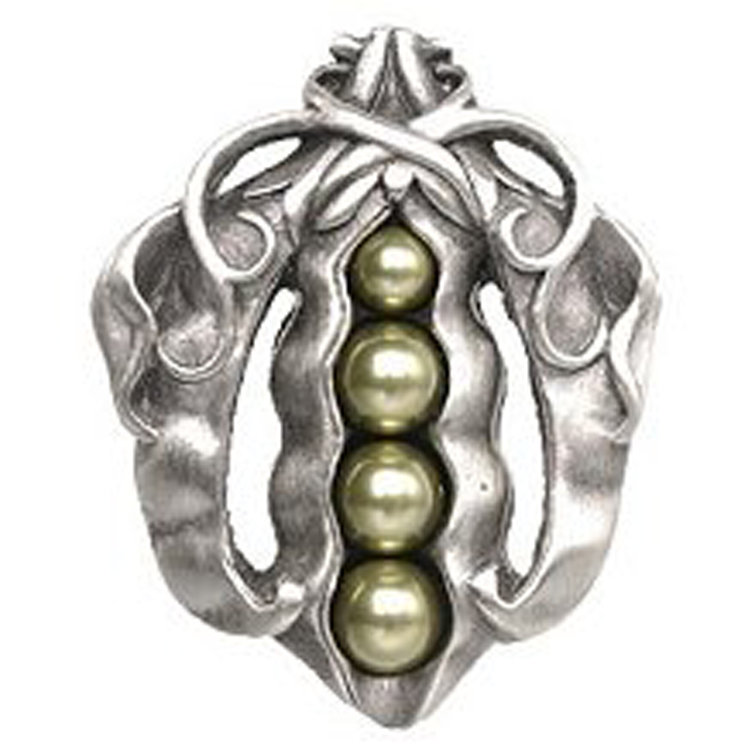Antique Pewter Peapod Kitchen Cabinet Knob