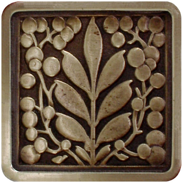 Antique Brass Square Cabinet Knob with Mounting Hardware