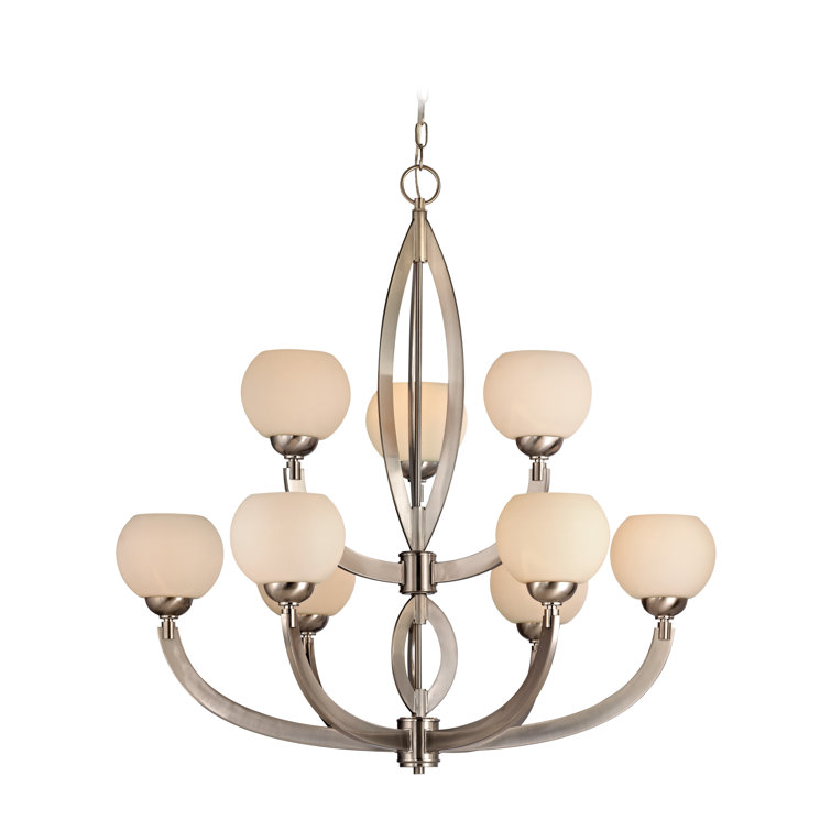 Odyssey Satin Nickel 9-Light Tiered Incandescent Chandelier